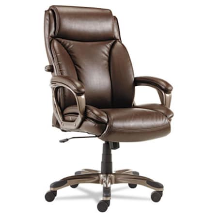 Fine-Line Veon Series Executive High-Back Leather Chair, with Coil Spring Cushioning, Brown FI2524158